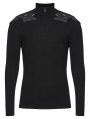 Black Gothic Cyber Punk Zipper Collar Long Sleeved T-Shirt for Men