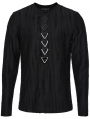 Black Gothic Punk Minimalist Street Distressed Knit T-Shirt for Men