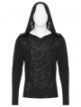 Black Gothic Dark Hooded Cross Overlapping T-Shirt for Men