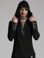 Black Gothic Dark Punk Handsome Hooded T-Shirt for Men