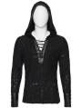 Black Gothic Dark Punk Handsome Hooded T-Shirt for Men