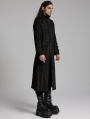 Black Gothic Doomsday Punk Studded Printed Long Coat for Men