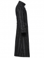 Black Gothic Doomsday Punk Studded Printed Long Coat for Men