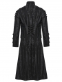 Black Gothic Doomsday Punk Studded Printed Long Coat for Men