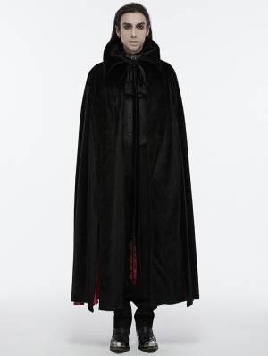 Black and Red Gothic Bat Collar Dark Night Count's Long Cloak