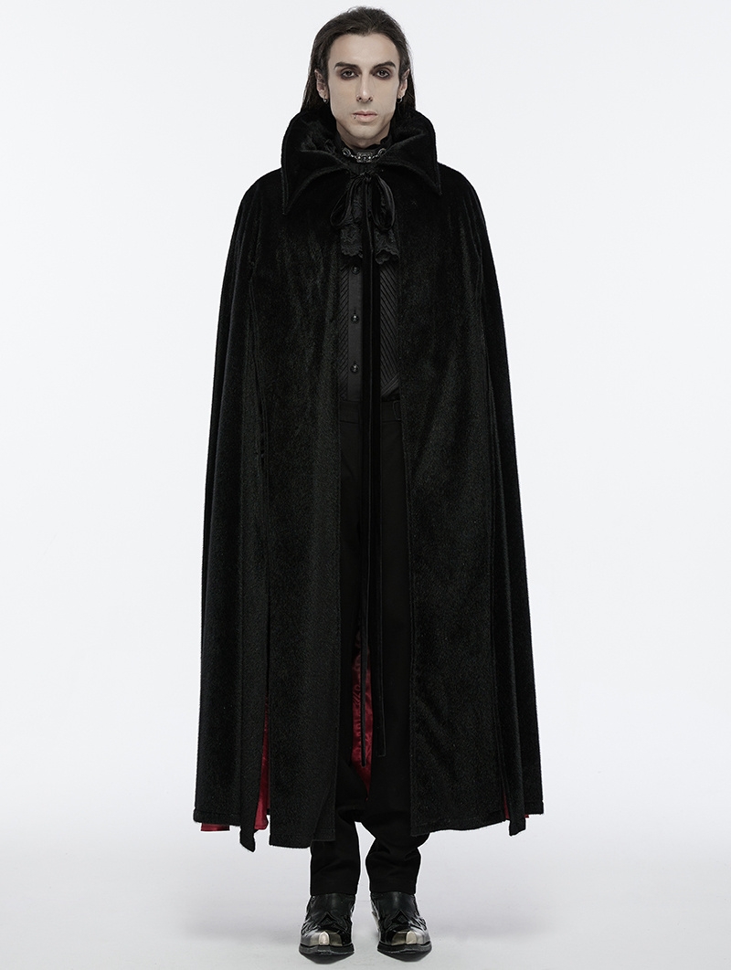 Black and Red Gothic Bat Collar Dark Night Count's Long Cloak