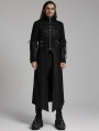 Black Gothic Punk Wild Vision Buckle Front Long Jacket for Men