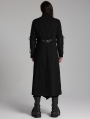 Black Gothic Punk Wild Vision Buckle Front Long Jacket for Men