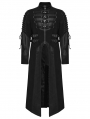 Black Gothic Punk Wild Vision Buckle Front Long Jacket for Men