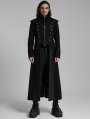 Black Gothic Punk Visual Metal Eyelet Long Jacket for Men