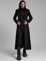 Black Gothic Punk Visual Metal Eyelet Long Jacket for Men