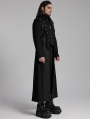 Black Gothic Punk Visual Metal Eyelet Long Jacket for Men