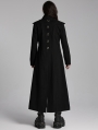 Black Gothic Punk Visual Metal Eyelet Long Jacket for Men