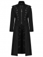 Black Gothic Punk Visual Metal Eyelet Long Jacket for Men