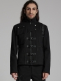 Black Gothic Cyberpunk Deconstruction Stand Collar Jacket for Men