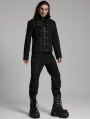 Black Gothic Cyberpunk Deconstruction Stand Collar Jacket for Men