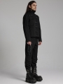 Black Gothic Cyberpunk Deconstruction Stand Collar Jacket for Men