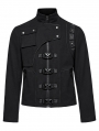 Black Gothic Cyberpunk Deconstruction Stand Collar Jacket for Men