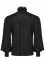 Black Gothic Retro Ruffled Collar Double-Breasted Shirt for Men