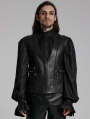 Black Medieval Gothic Punk Faux Leather Vest for Men