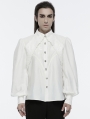 White Gothic Layered Lace Gorgeous Puff Sleeve Shirt for Men