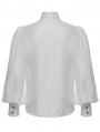 White Gothic Layered Lace Gorgeous Puff Sleeve Shirt for Men