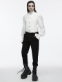 White Gothic Palace Style Retro Ruffle Pleated Shirt for Men