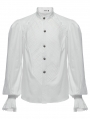 White Gothic Palace Style Retro Ruffle Pleated Shirt for Men