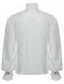 White Gothic Palace Style Retro Ruffle Pleated Shirt for Men