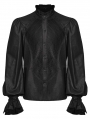 Black Gothic Palace Style Retro Ruffle Pleated Shirt for Men