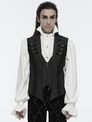 Black Gothic Rose Patterned Gorgeous Vest for Men