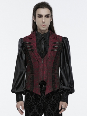 Red Gothic Rose Patterned Gorgeous Vest for Men