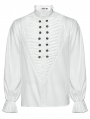 White Gothic Retro 3D Pleated Lantern Sleeve Shirt for Men