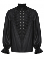 Black Gothic Retro 3D Pleated Lantern Sleeve Shirt for Men