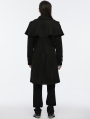 Black Gothic Retro Zip Front Cloak Style Jacket for Men