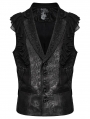 Black Gothic Gorgeous Ruffle Trim Jacquard Vest for Men