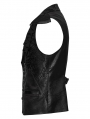 Black Gothic Gorgeous Ruffle Trim Jacquard Vest for Men