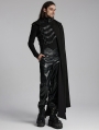 Black Gothic Punk Asymmetric Detachable Half Cloak for Men