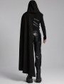 Black Gothic Punk Asymmetric Detachable Half Cloak for Men