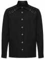 Black Gothic Punk Studded Handsome Fitted Shirt for Men