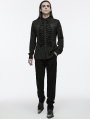 Black Gothic Lace Up Front Skeleton Structured Shirt for Men