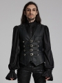 Black Gothic Gorgeous Double-Breasted Faux Leather Vest for Men