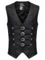 Black Gothic Gorgeous Double-Breasted Faux Leather Vest for Men