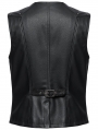 Black Gothic Gorgeous Double-Breasted Faux Leather Vest for Men