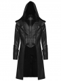 Black Gothic Wizard Men's Hooded Zipper Front Jacket