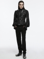 Black Gothic Exquisite Jacquard Flip Collar Vest for Men