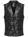 Black Gothic Exquisite Jacquard Flip Collar Vest for Men