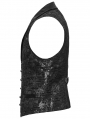 Black Gothic Exquisite Jacquard Flip Collar Vest for Men