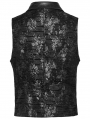 Black Gothic Exquisite Jacquard Flip Collar Vest for Men