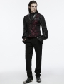 Red Gothic Exquisite Jacquard Flip Collar Vest for Men